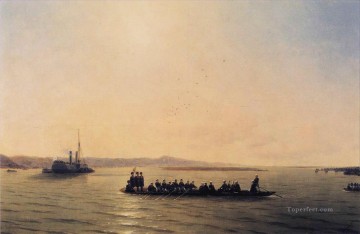 イワン・コンスタンティノヴィチ・アイヴァゾフスキー Painting - ドナウ川を渡るアレクサンダー 2 世 1878 ロマンチックなイワン・アイヴァゾフスキー ロシア